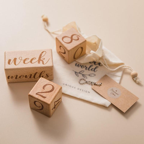 3pcs/set Handmade Baby Milestone Cards Square Engraved Wood Infants-TB00779-Veeddydropshipping