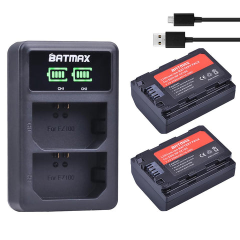 2Pcs 2280mAh NP-FZ100 NPFZ100 NP FZ100 Battery + LED Dual USB Charger -CE00294-Veeddydropshipping