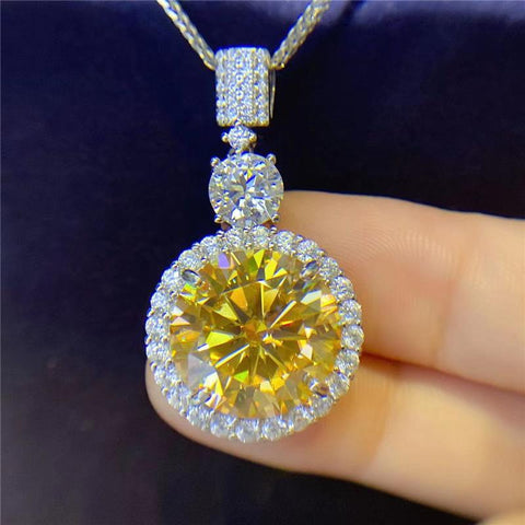 Moissanite Necklace  925 Silver Platinum Plating  Drip Pendant Chain Jewelry-JW00086- Veeddydropshipping