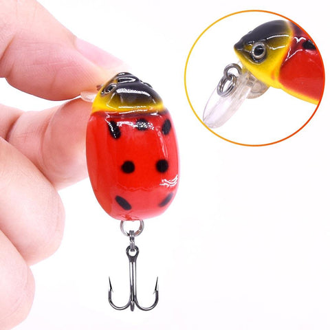 carnada Artificial ladybug Fishing Bait Insect Fishing Lures Topwater CrankBait Bass -OS00431-Veeddydropshipping