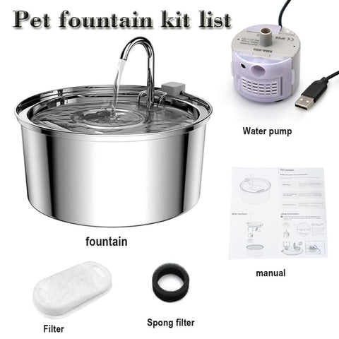 Cat Drinking Fountain Automatic Stainless Steel-HA01387-Veeddydropshipping