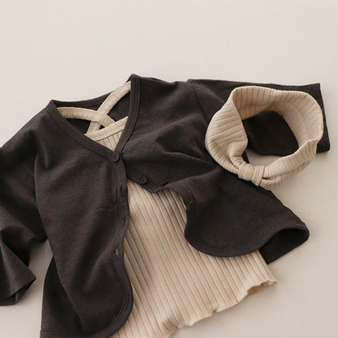 Toddler Baby Pajamas Clothing Sets for Girl Solid Vest Top + Shorts Suit-TB01070-Veeddydropshipping