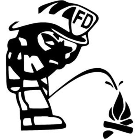 Peeing on Fire Fun Decals Black/Silver KK Vinyl Accessories-AM00989-Veeddydropshipping