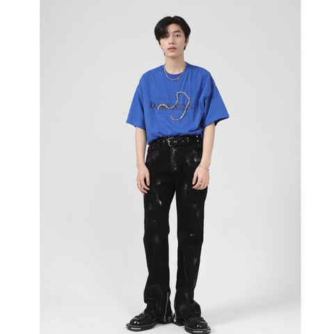 Splash Ink Sense of Design Recreational Blue Jeans-MF00524-Veeddydropshipping