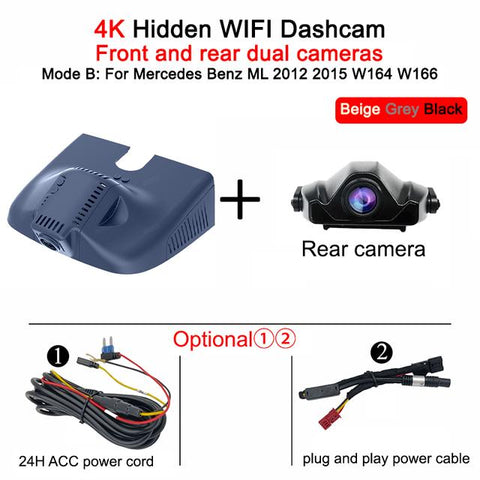 For Mercedes Benz ML 2012 2015 W164 W166 Front and Rear 4K Dash-AM00572-Veeddydropshipping