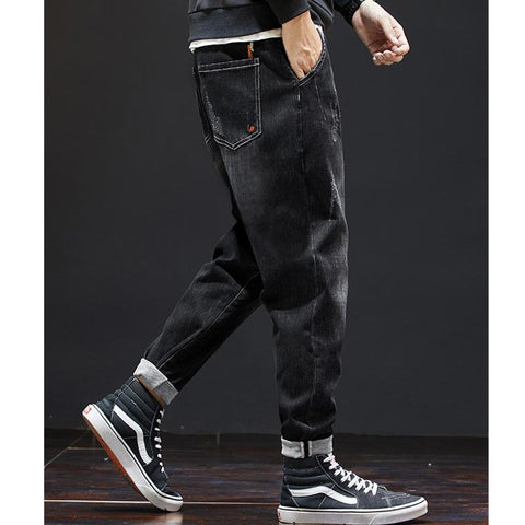 New Straight Loose Cylinder Jeans Vintage Elastic-MF00589-Veeddydropshipping