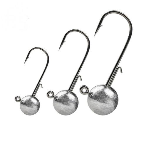 10pcs/lot big head jigs hook 1g-20g All size Round Ball Jig Head Hook Weedless Long Shank -OS00383-Veeddydropshipping