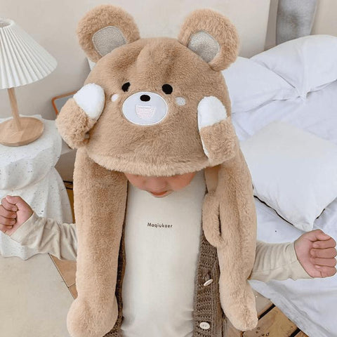 Khaki bear can wave hands can speak Children&#39;s funny hat-TB00453-Veeddydropshipping