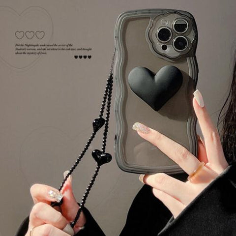 Cute Love Heart Phone Case Cover for iPhone 13 Pro Max 12 11 X XR 7/8 W/Strap-PA00140-Veeddydropshipping
