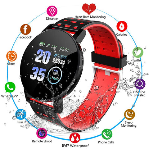 119Plus Smart Watch Blood Pressure Sport Tracker Waterproof Bluetooth -CE00711-Veeddydropshipping