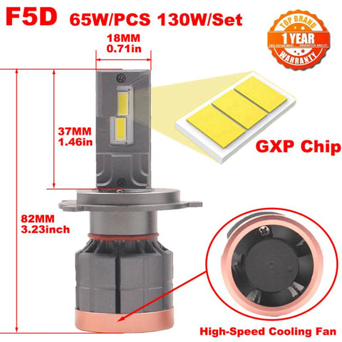 F5D 130W 13000LM H7 H4 9005 9007 H11 h13 LED Headlights Bulb-AM00011-Veeddydropshipping
