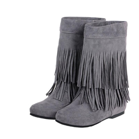 Toe Tassel Shoes Flock Warm Wide Fitting 45-33 Height-BS00909-Veeddydropshipping