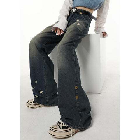 High Waist Women Jeans Stars Printing-WF00033-Veeddydropshipping