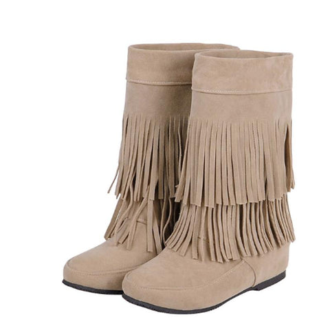 Toe Tassel Shoes Flock Warm Wide Fitting 45-33 Height-BS00909-Veeddydropshipping