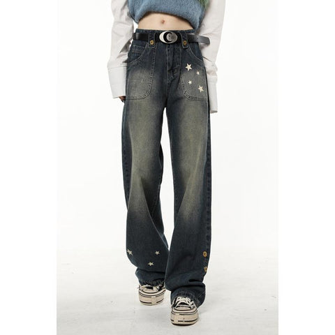 High Waist Women Jeans Stars Printing-WF00033-Veeddydropshipping