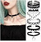 Leather Chain Heart Pendant Necklaces  Punk Neck -JW01216-Veeddydropshipping