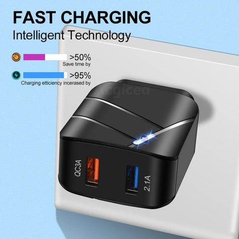 Pd 28W Usb Led Travel Quick Charge Usb Charger Qc3.0 2A Fast Wall Charger Mobile Phone-PA00376-Veeddydropshipping