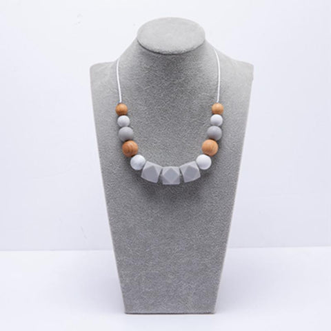 3 Colors Baby Silicone Teething Necklace With Wood PartHandmade-TB00806-Veeddydropshipping