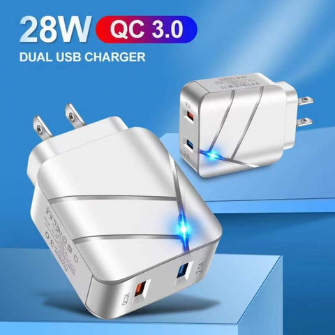 Pd 28W Usb Led Travel Quick Charge Usb Charger Qc3.0 2A Fast Wall Charger Mobile Phone-PA00376-Veeddydropshipping