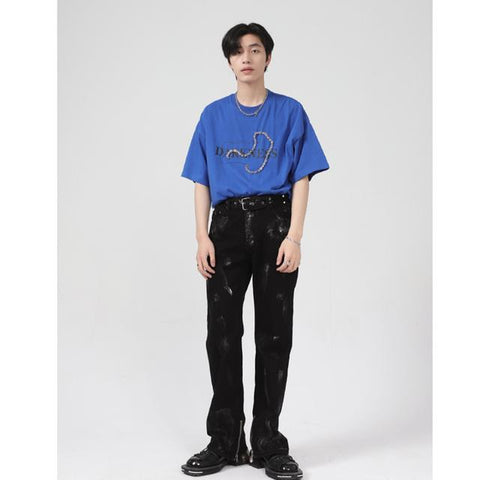 Splash Ink Sense of Design Recreational Blue Jeans-MF00524-Veeddydropshipping