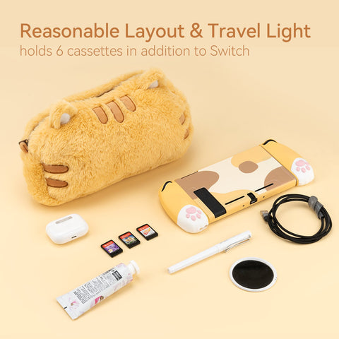 Girl Kawaii Cat Nintendo Switch Carrying Case Cartoon Plush Storage Bag -CE01471-Veeddydropshipping