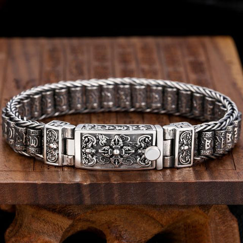 S925 Sterling Silver Six-character Bracelet Men Women Beads Bracelet  -JW00237-Veeddydropshipping