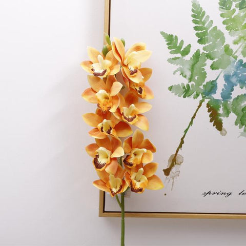 Cymbidium Dancing Orchid Artificial Flowers-HA00731-Veeddydropshipping