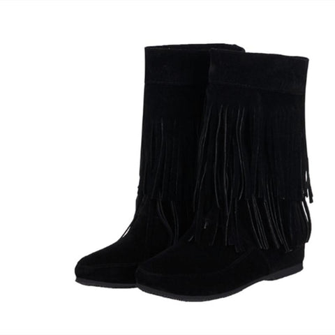 Toe Tassel Shoes Flock Warm Wide Fitting 45-33 Height-BS00909-Veeddydropshipping