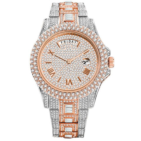 Watch For Men Luxury Full Diamond Silver Quartz Wristwatch -JW00682-Veeddydropshipping