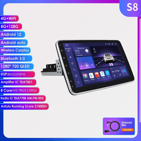 1din Android 12 Car radio Multimedia Video Player 10.1 Inch Universal-AM00659-Veeddydropshipping