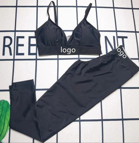 Two Piece Swimsuit Set Two Bra Vest High Waist tight Leggings Set Fitness Workout -OS00282-Veeddydropshipping