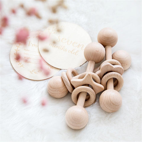Wood Rattle Baby Toys Montessori Ball Baby Play Gym Teething Ring-TB00518-Veeddydropshipping