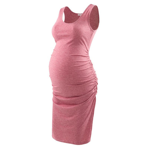 Maternity Dress Summer Soft Side Ruched Bodycon Dresses Pregnancy-TB00591-Veeddydropshipping