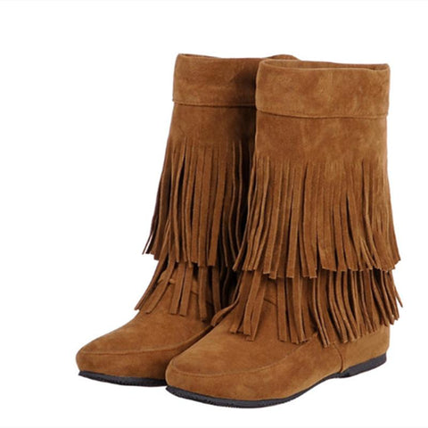 Toe Tassel Shoes Flock Warm Wide Fitting 45-33 Height-BS00909-Veeddydropshipping