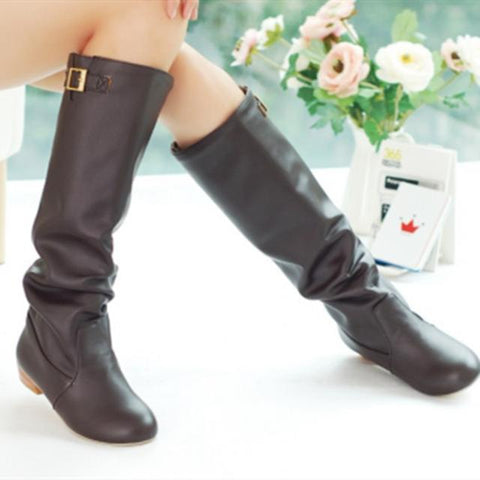 High Heeled Boots Women Round Toe Knee Booty Winter-BS00956-Veeddydropshipping