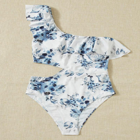 Women One Piece Swimsuits Tummy Control One Shoulder Bathing Suits Ruffle Swimwear-OS00141-Veeddydropshipping