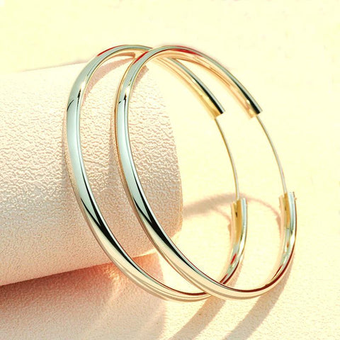 New Platinum Plated 925 Sterling Silver Women Hoop Earrings-JW00052-Veeddydropshipping
