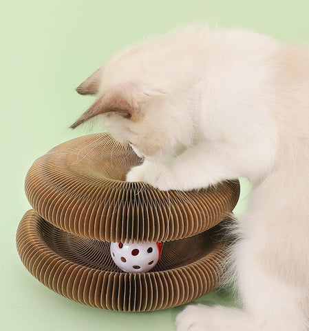 Foldable Cat Scratch Board Toy with Bell-HA01384-Veeddydropshipping