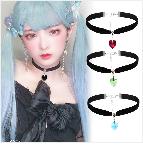 Leather Chain Heart Pendant Necklaces  Punk Neck -JW01216-Veeddydropshipping