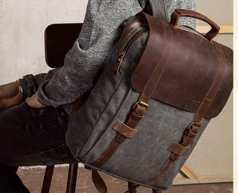 military Canvas backpack Men backpack women school-BS00350-Veeddydropshipping