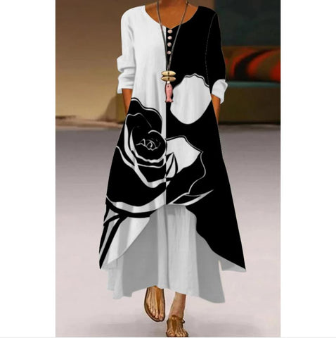 Spring Women Fashion Long Dress Plus Size-WF00157-Veeddydropshipping