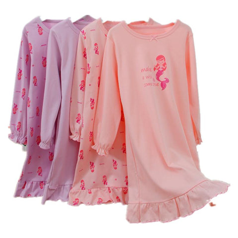 Girl Strawberry Mermaid Design Nightgown Dress Children Pajama-TB01047-Veeddydropshipping