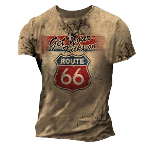 Male Route 66 Tee Summer Street T-shirts-MF00028-Veeddydropshipping