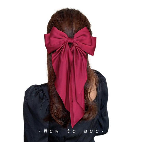 Color Big Large Satin Bow Hairpins Barrettes For Women Girl  -JW00458-Veeddydropshipping