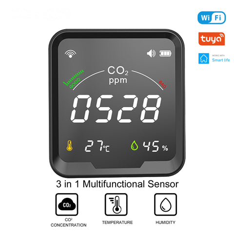 Tuya Smart WiFi CO2 Sensor Smart Carbon Dioxide Meter Temperature -CE00611-Veeddydropshipping