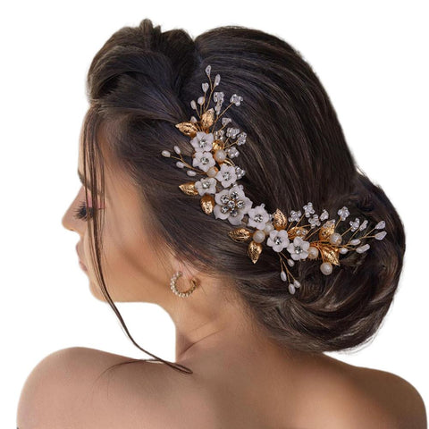 Indian Bridal Hair Accessories Flower Bridal Crowns  -JW00453-Veeddydropshipping
