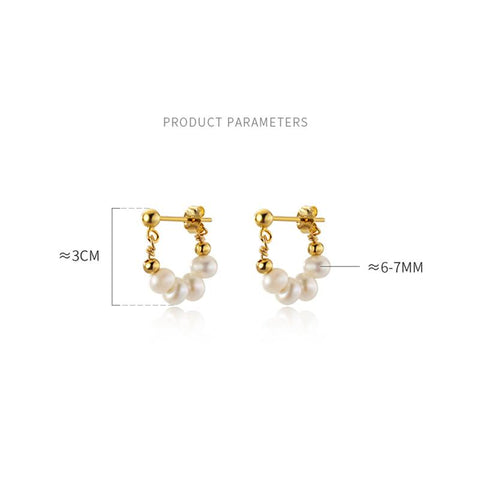 925 Sterling Silver Punk   Baroque Pearl Huggies Earrings -JW00186-Veeddydropshipping