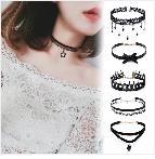 Leather Chain Heart Pendant Necklaces  Punk Neck -JW01216-Veeddydropshipping