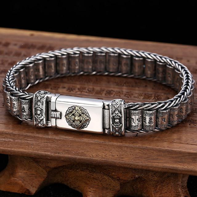 S925 Sterling Silver Six-character Bracelet Men Women Beads Bracelet  -JW00237-Veeddydropshipping