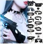 Leather Chain Heart Pendant Necklaces  Punk Neck -JW01216-Veeddydropshipping